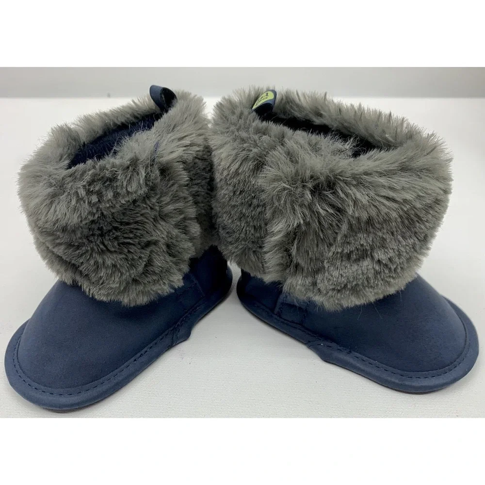 First Steps‎ By Stepping Stones Blue Faux Fur Booties 3-6 Months
